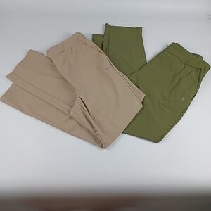 Baleaf Olive Green And Tan Stretchy Fabric Pants